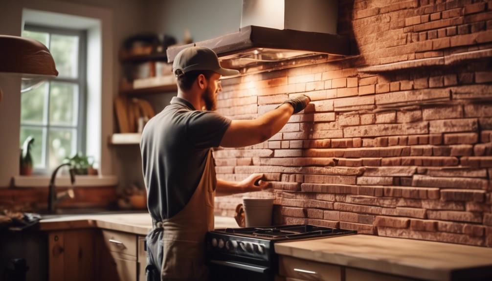 budget friendly brick kitchen backsplash