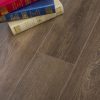 Wooden floor with stacked books